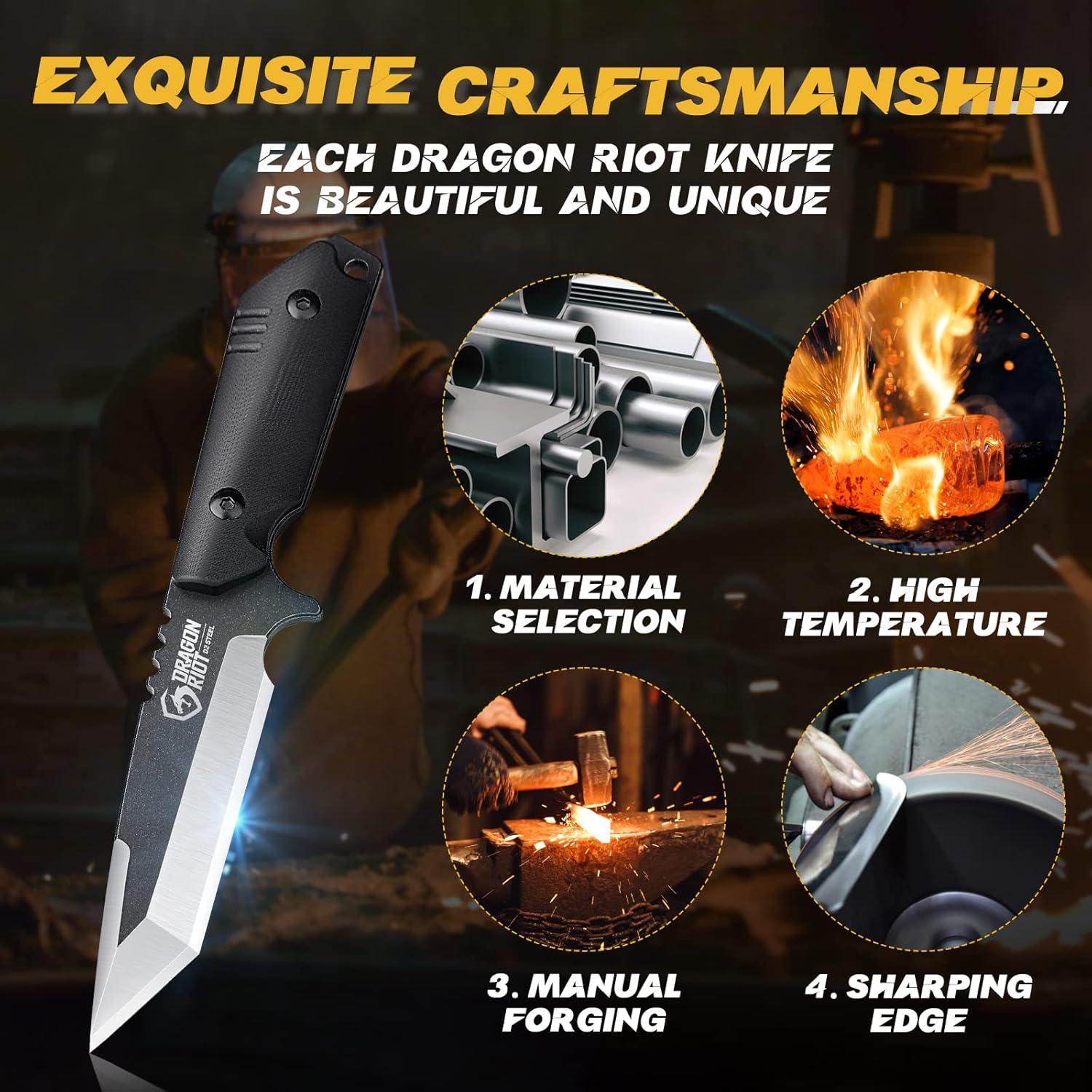 DRAGON RIOT Tanto Messer Outdoor Survival Full Tang Klinge