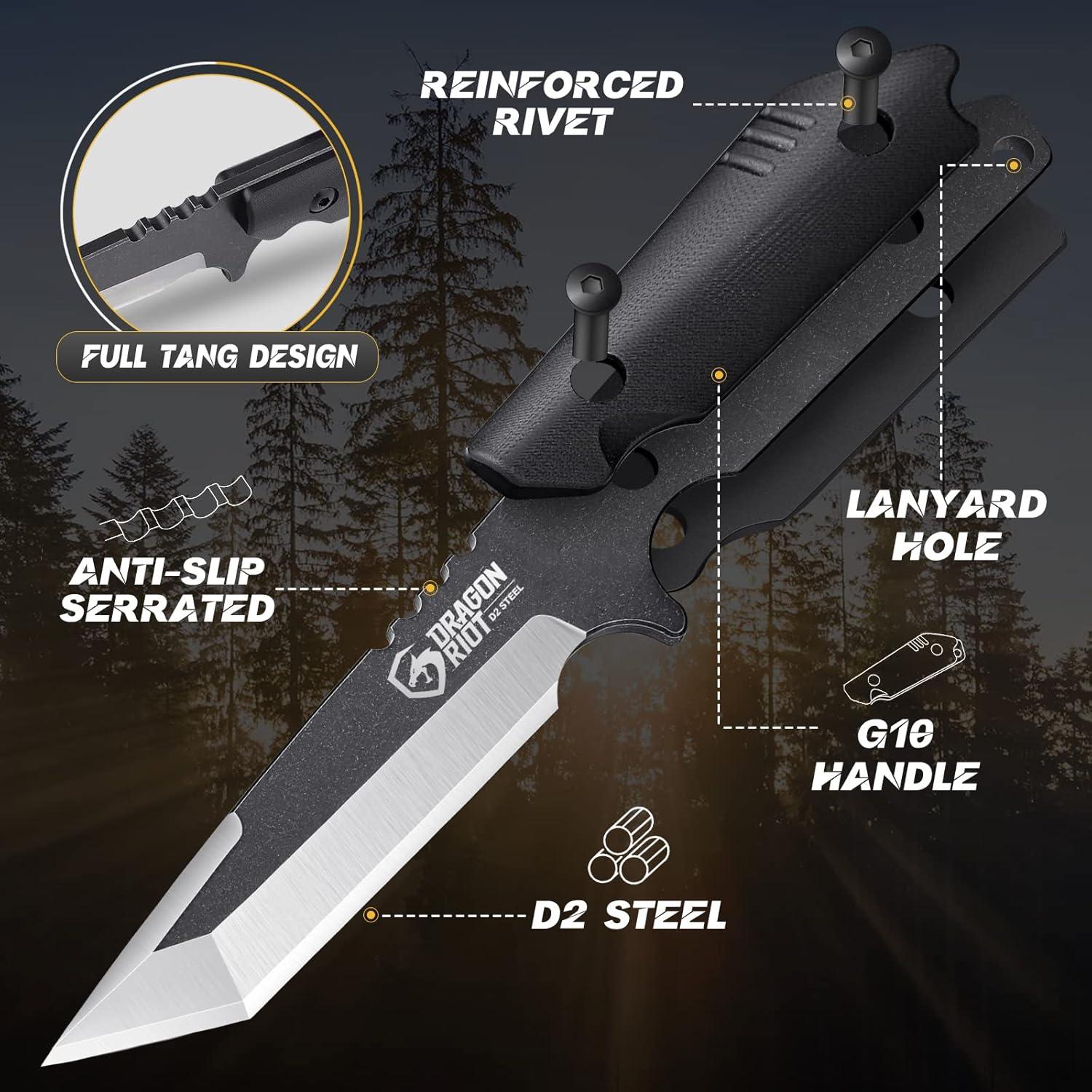 DRAGON RIOT Tanto Outdoor Bushcraft Survival Messer mit Kydex Scheide