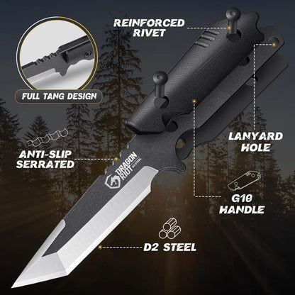 DRAGON RIOT Tanto Outdoor Bushcraft Survival Messer mit Kydex Scheide