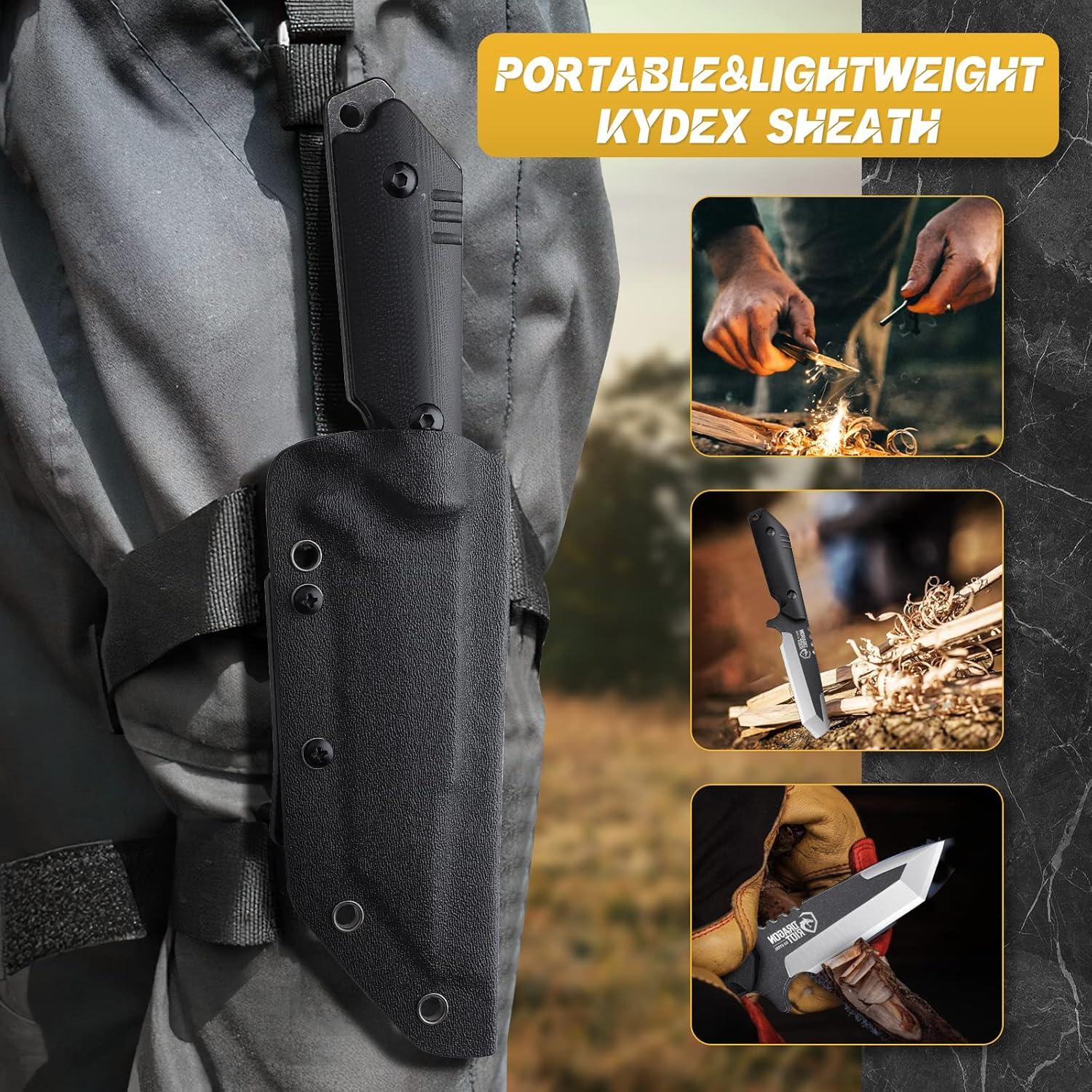 Tanto Messer Outdoor Bushcraft Klinge Kydex Scheide Jagdmesser G10