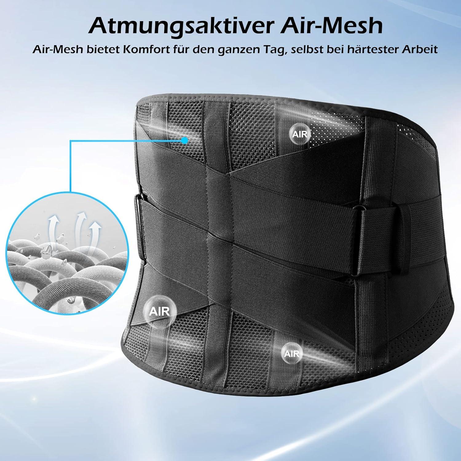 Rückenbandage Herren Damen Rückengurt Atmungsaktiv Schwarz W005