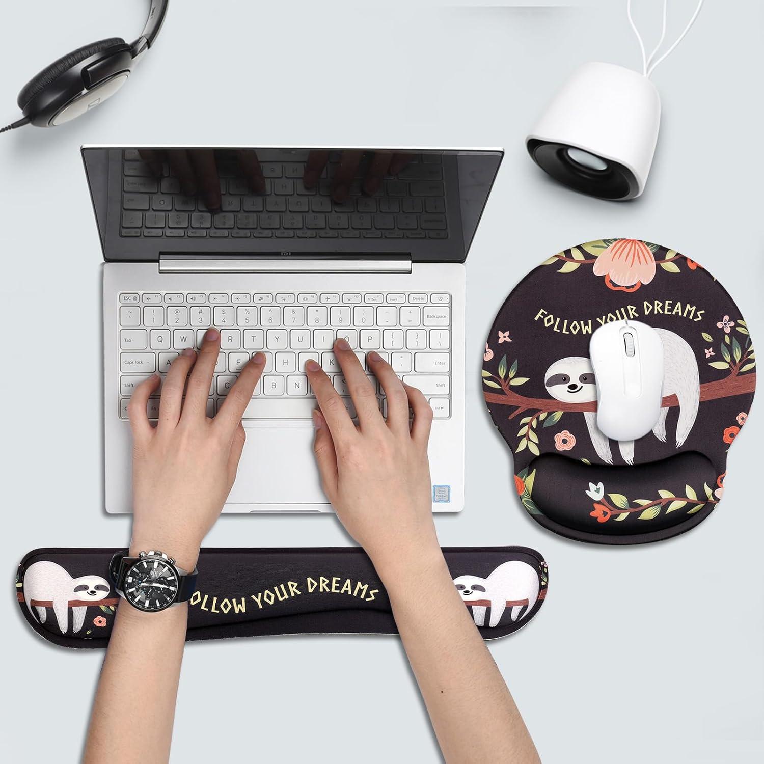 Ergonomisches Mousepad mit Gelkissen Handgelenkauflage Set 2-in-1