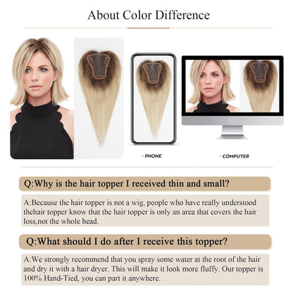 Hellblonde Haar Topper | Remy Echthaar | Dünnes Haar Abdeckung