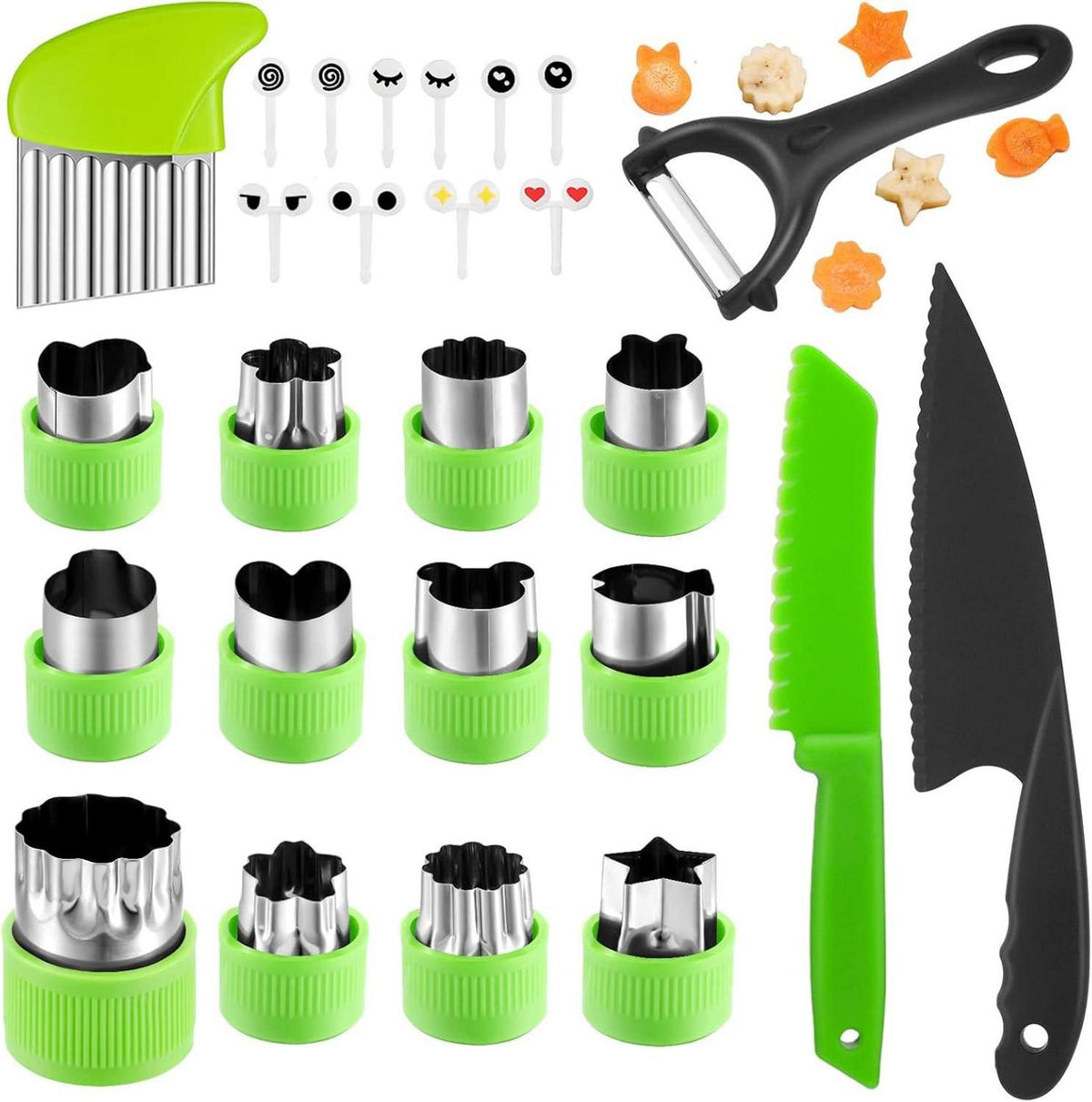 Obst Gemüse Ausstechformen Set Edelstahl Kinder Mini Gemüseschneider