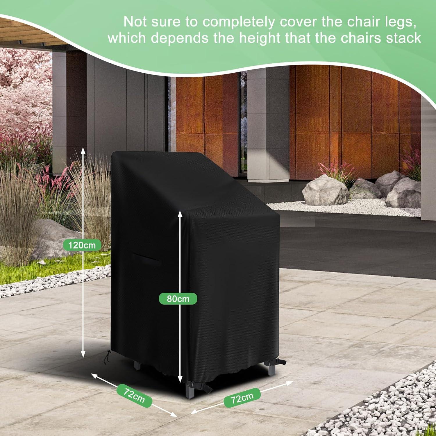 Gartenstuhl Schutzhülle 2er Set 72x72x120cm Schwarz Oxford
