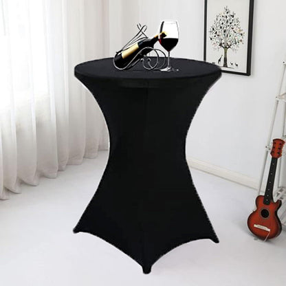 2er Set Stehtisch Hussen 60x110cm Schwarz | Elastische Spandex Tischdecken