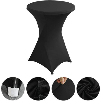 2er Set Stehtisch Hussen 60x110cm Schwarz | Elastische Spandex Tischdecken
