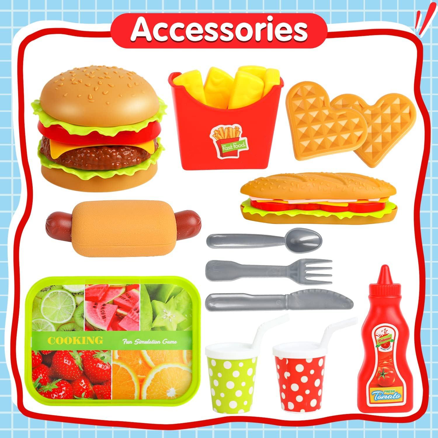 DERAYEE Küchenspielzeug Hamburger Set Rollenspiele Geschenk