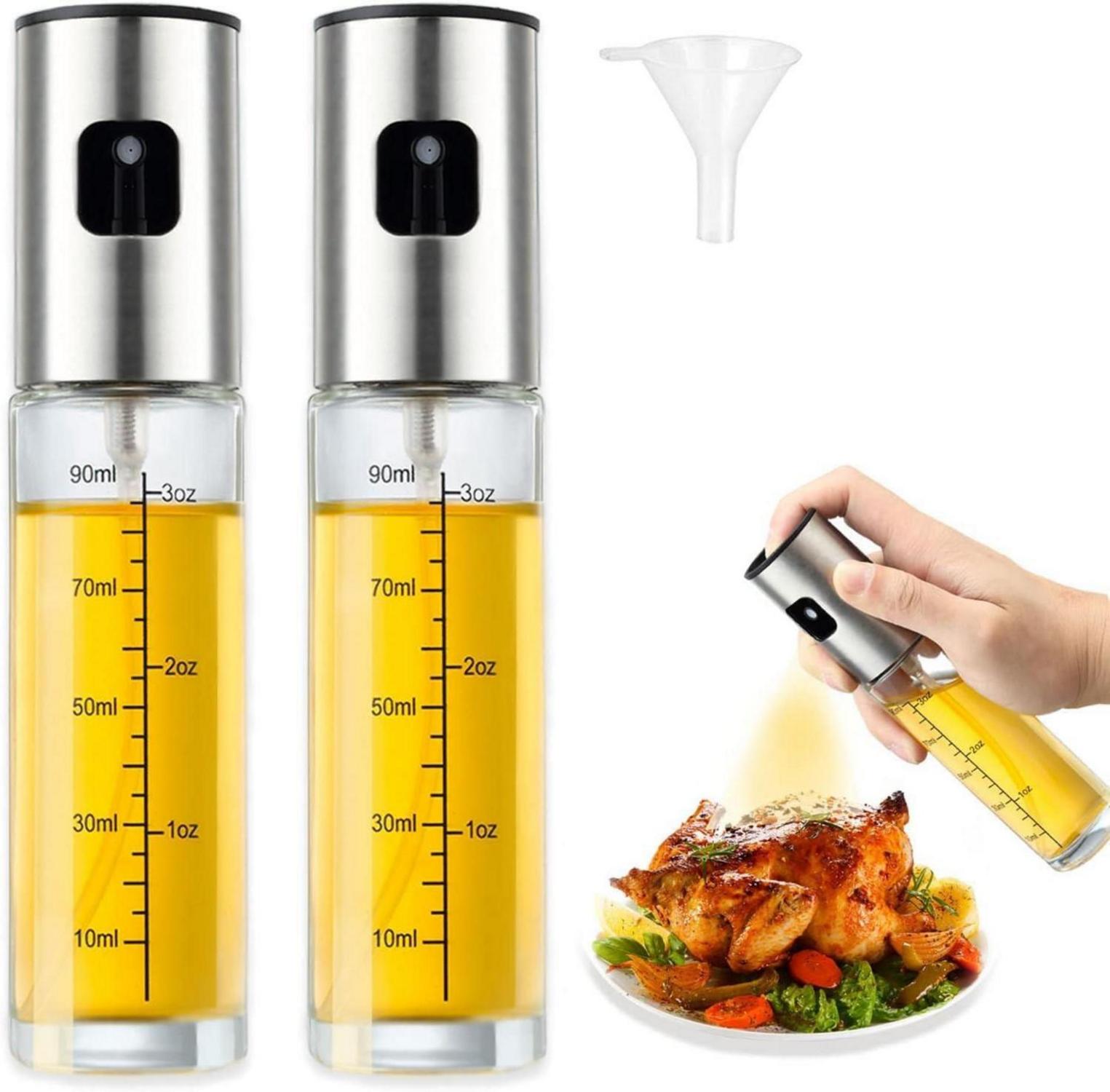 Ölsprüher 2er Set 100 ml Multifunktional Transparentes Glas Ölspray