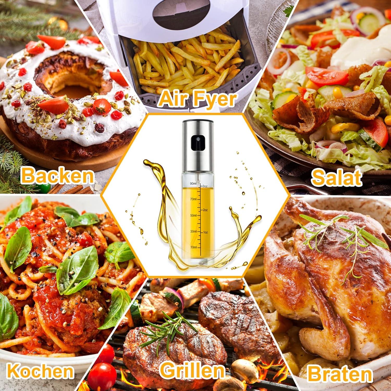 Ölsprüher 2 Stück 100 ml Transparentes Glas Professionell zum Kochen