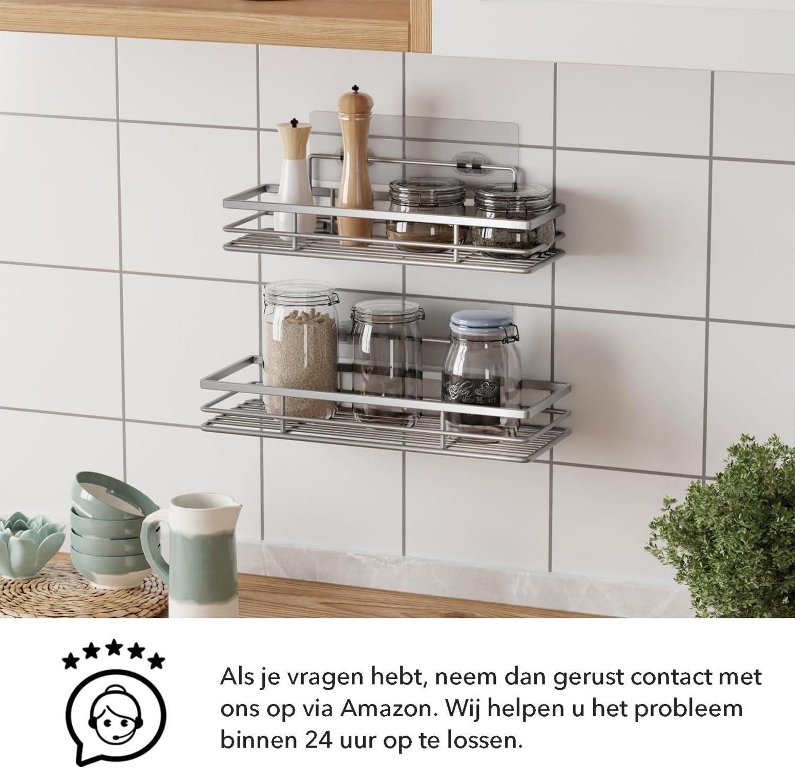 Duschablage ohne Bohren Edelstahl Silber Grau 2er Set Badregal