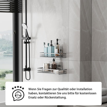 Duschablage ohne Bohren Schwarz 2 Stück Badregal Organizer Edelstahl
