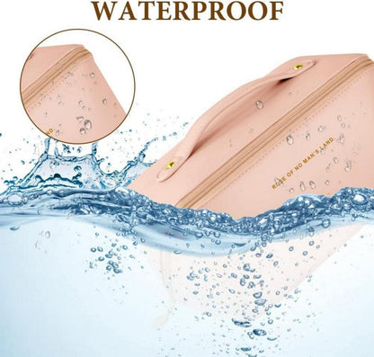 Aucuu Reise Kosmetiktasche PU Leder Tragbare Make-up Tasche Große Kapazität Wasserdicht Kulturbeutel Organizer