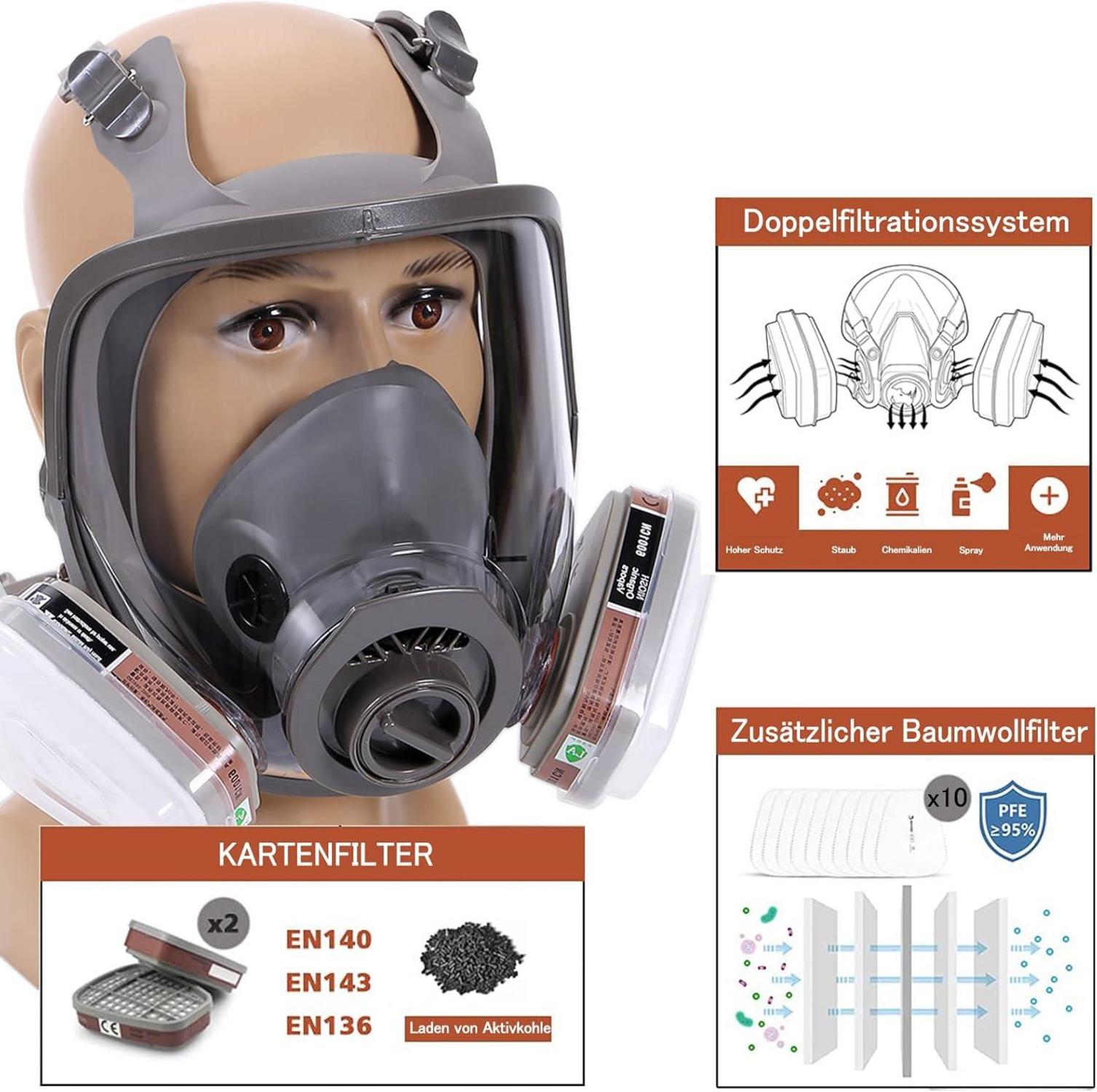 Sumeber Vollgesichtsmaske mit Filter für Atemschutz