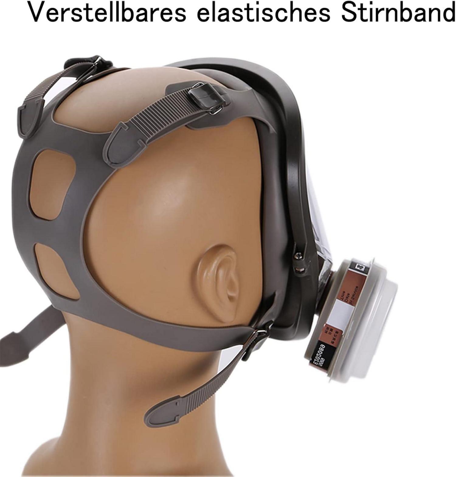 Sumeber 15 in 1 Gasmaske Vollgesichtsmaske + Filter für Atemschutz gegen Gase & organische Dämpfe