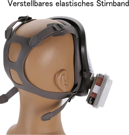 Sumeber 15 in 1 Gasmaske Vollgesichtsmaske + Filter für Atemschutz gegen Gase & organische Dämpfe