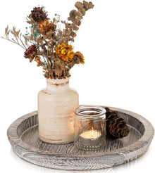 Rustikales Holz Kerzentablett 29cm für Stumpenkerzen Landhaus Eco Wood