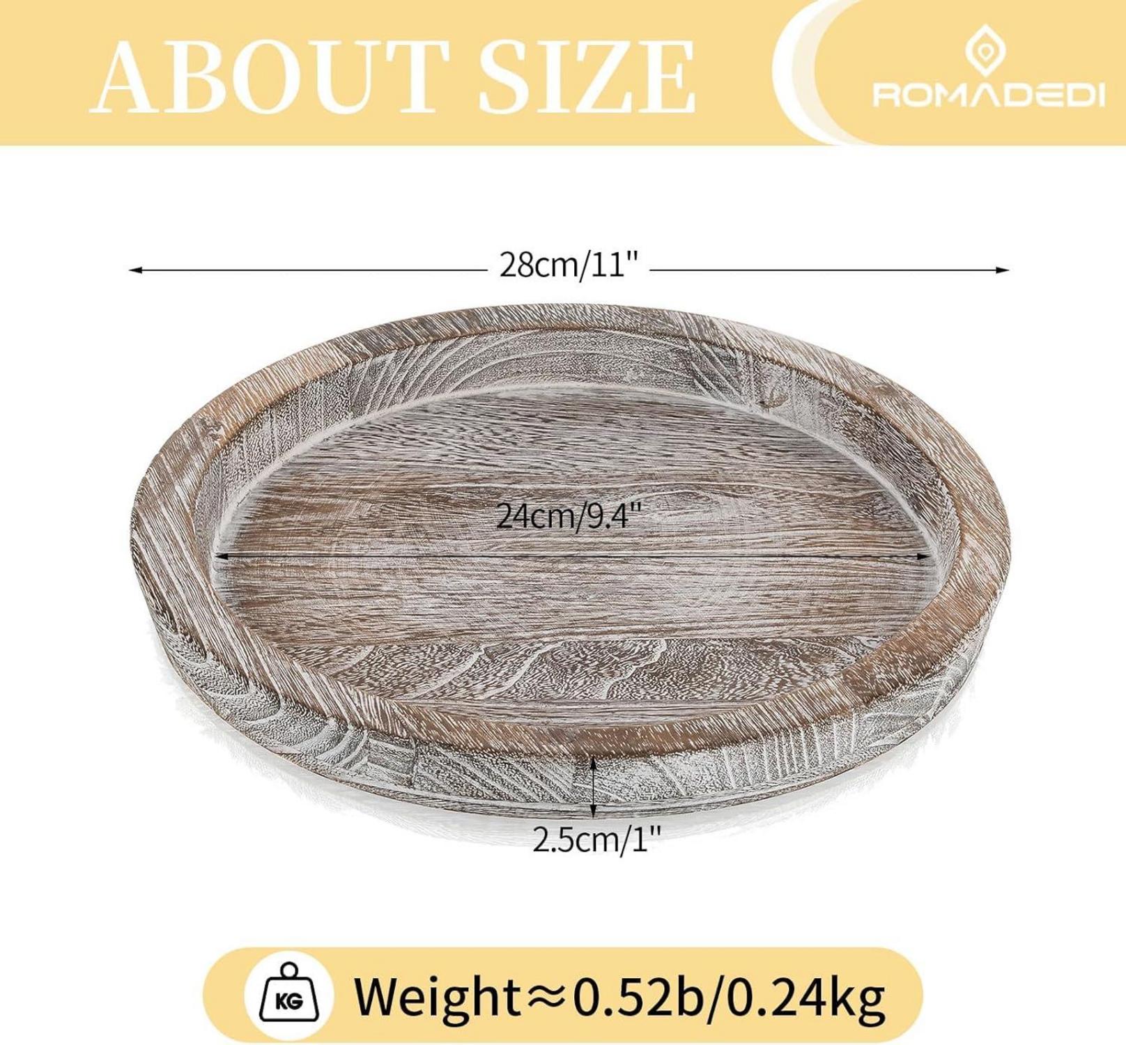 Holz Tablett Kerzentablett Rund 29cm Landhaus Deko