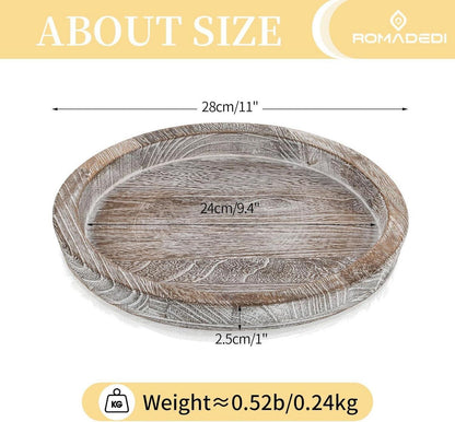 Holz Tablett Kerzentablett Rund 29cm Landhaus Deko