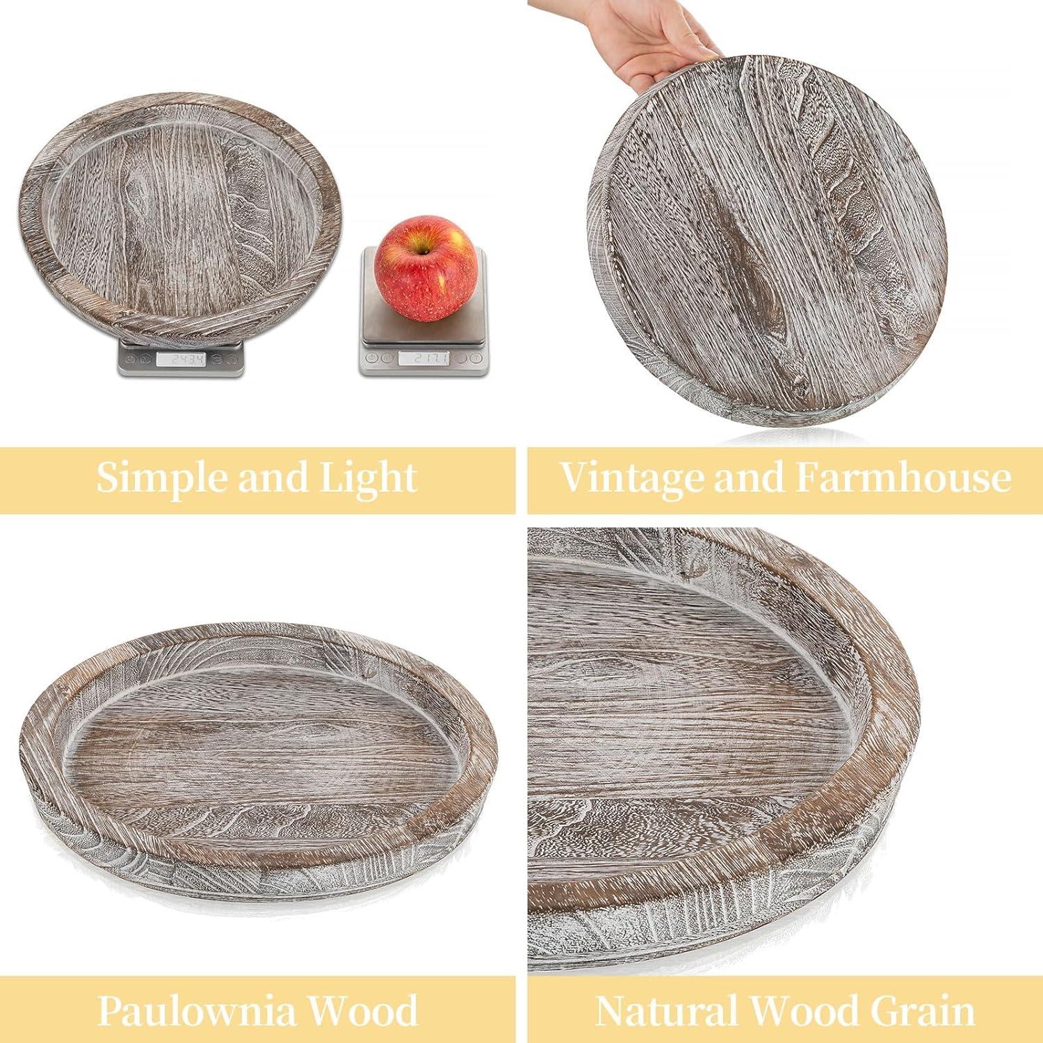 Romadedi Holz Kerzentablett Rund 29cm Deko Stumpenkerzen Landhaus