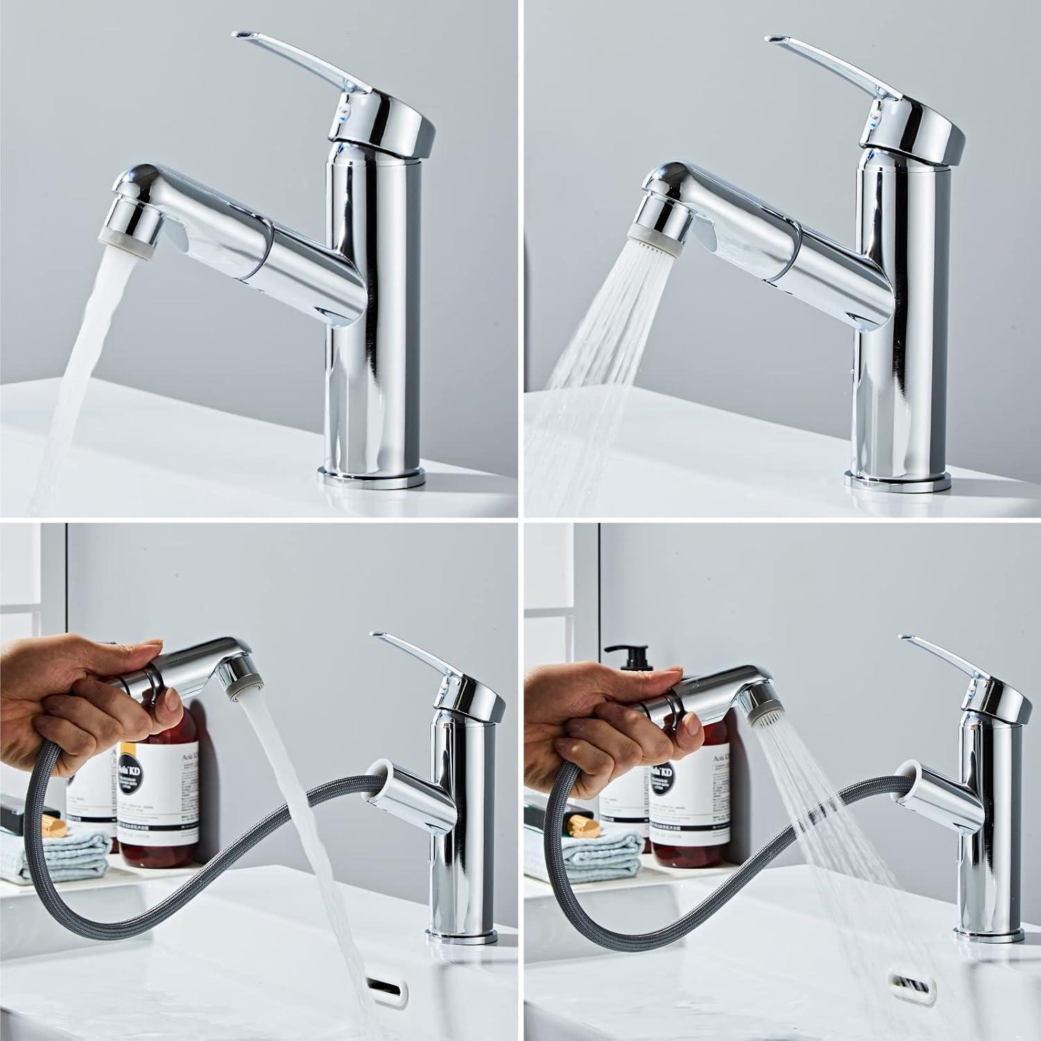 Moderne Sumeber Wasserhahn Bad Armatur Mischbatterie mit 2 Strahlarten Silbrig