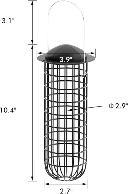 Metall Meisenknödelhalter für Wildvögel zum Aufhängen 26cm Schwarz 2er Pack