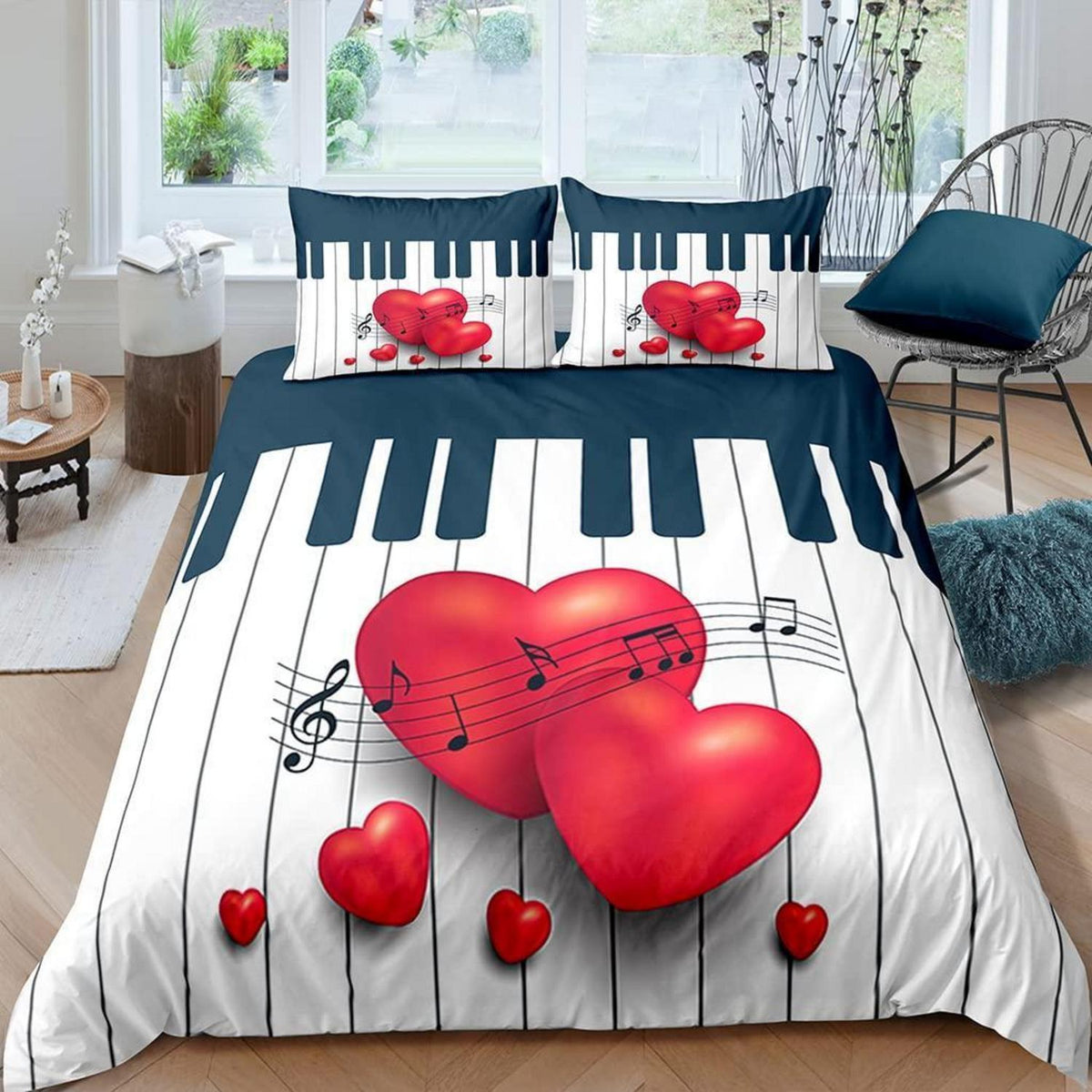 Kinder Bettwäsche Set Musik 135x200 cm – 4-teilig Jungen & Mädchen