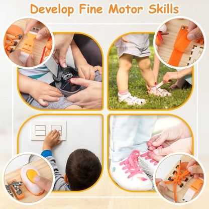 Montessori Motorikbrett Activity Board 1+ Jahr Sensorik Holz