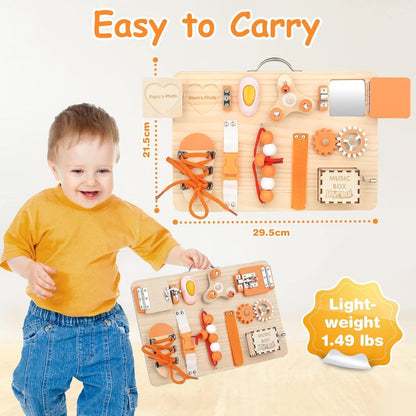 Montessori Motorikbrett Activity Board 1+ Jahr Sensorik Holz