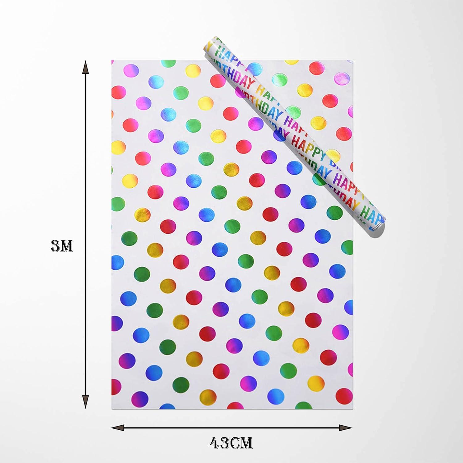 ZYOOO Regenbogen Glitzernde Geschenkpapier Rolle 3er Set 43cm x 3m