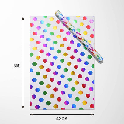 ZYOOO Regenbogen Glitzernde Geschenkpapier Rolle 3er Set 43cm x 3m