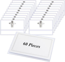 60er Set Transparente Namensschilder mit Clip und Anstecknadel