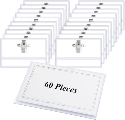 60er Set Transparente Namensschilder mit Clip und Anstecknadel
