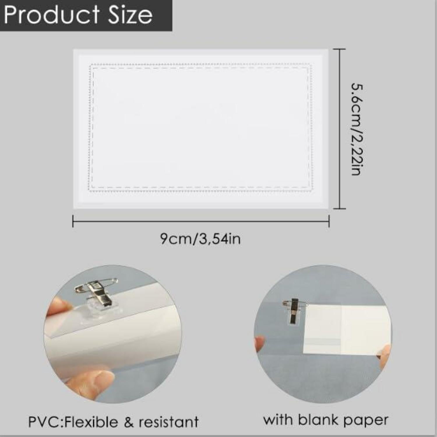 Namensschilder 60 Stück PVC Ausweishalter Transparent Clip