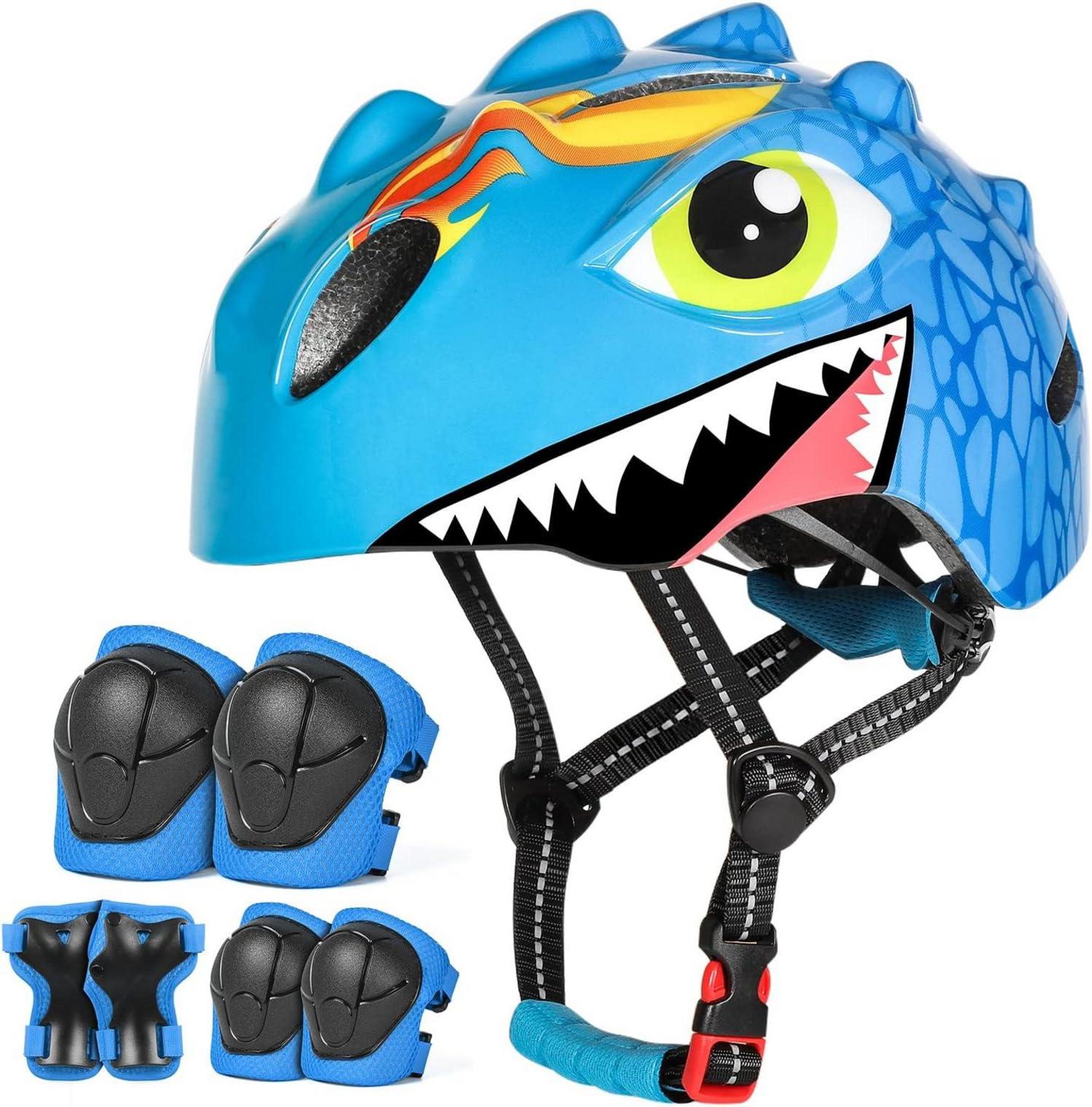 Kinderfahrradhelm Cartoon 3D Design Blau Einstellbare Größe S