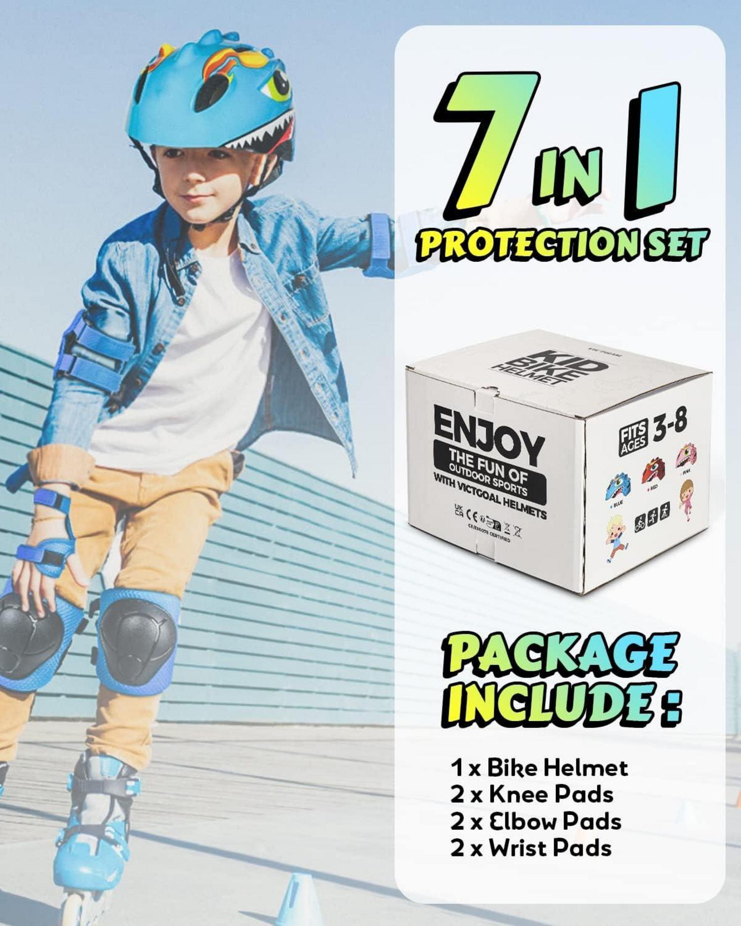 Fahrradhelm Kinder Cartoon 3D Blau Verstellbare Größe 50-54 cm