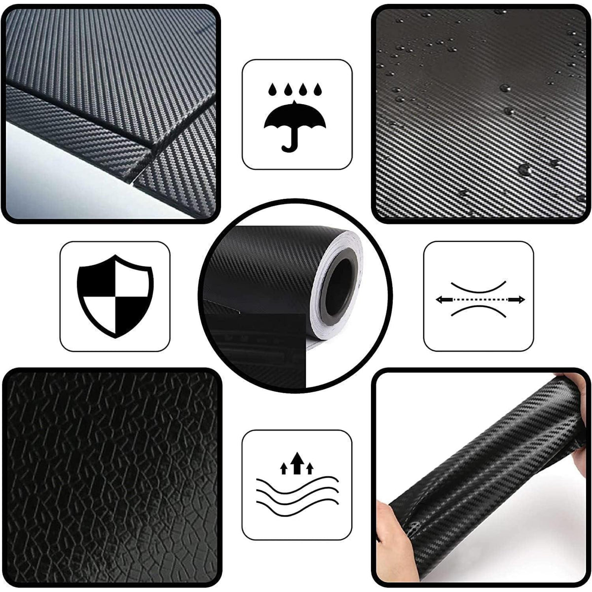 6D Carbonfolie Schwarz 150x30cm – Auto & Motorrad Schutzfolie