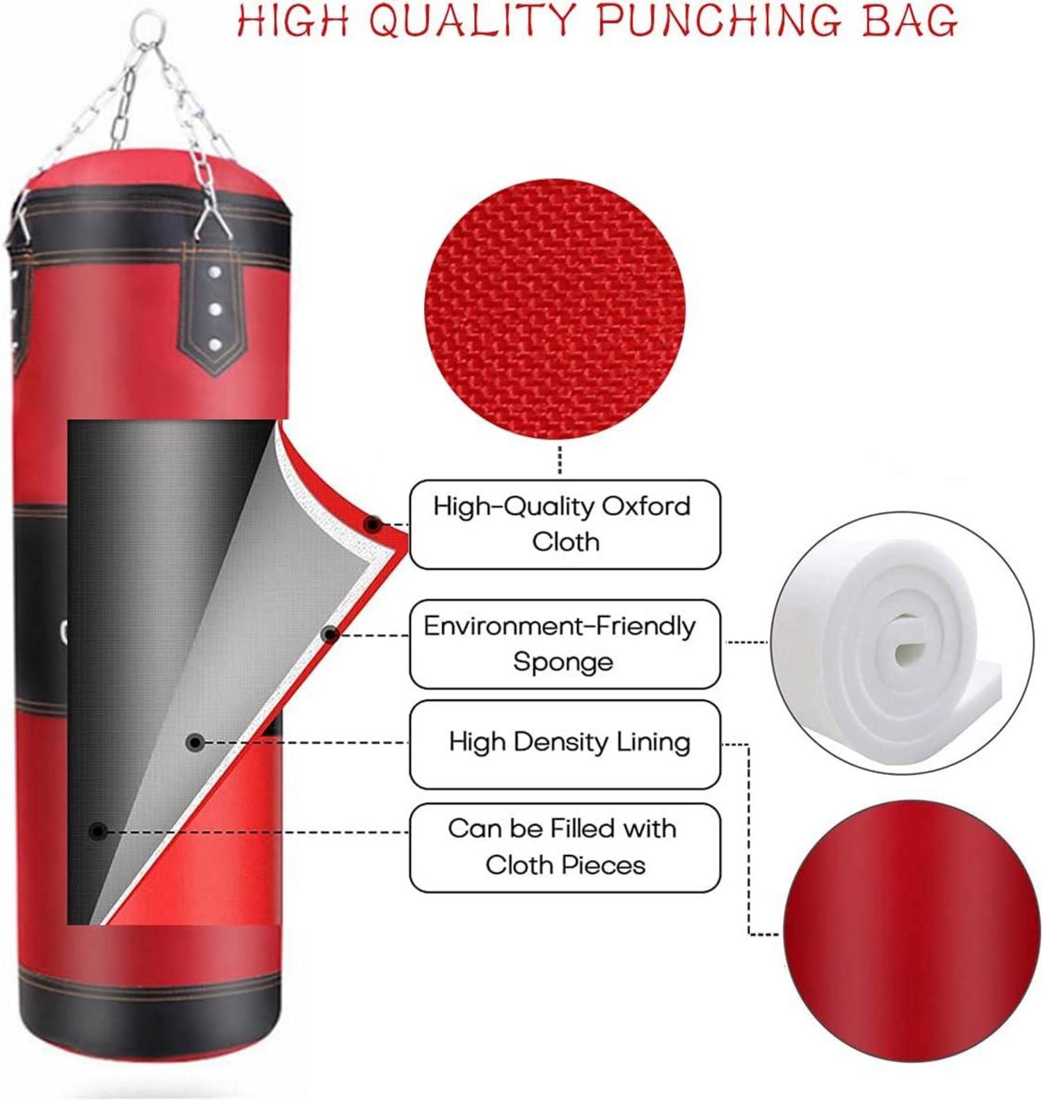 Boxsack Set Heavy Duty Punchingsäcke UNBEFÜLLT 100cm Rot Kickboxen MMA