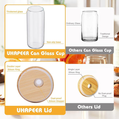 XXL Cocktailgläser mit Deckel und Glasstrohalme 660ml 4x Set