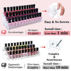 Nagellack Aufbewahrung 60 Flaschen 3 Schichten Acryl Display