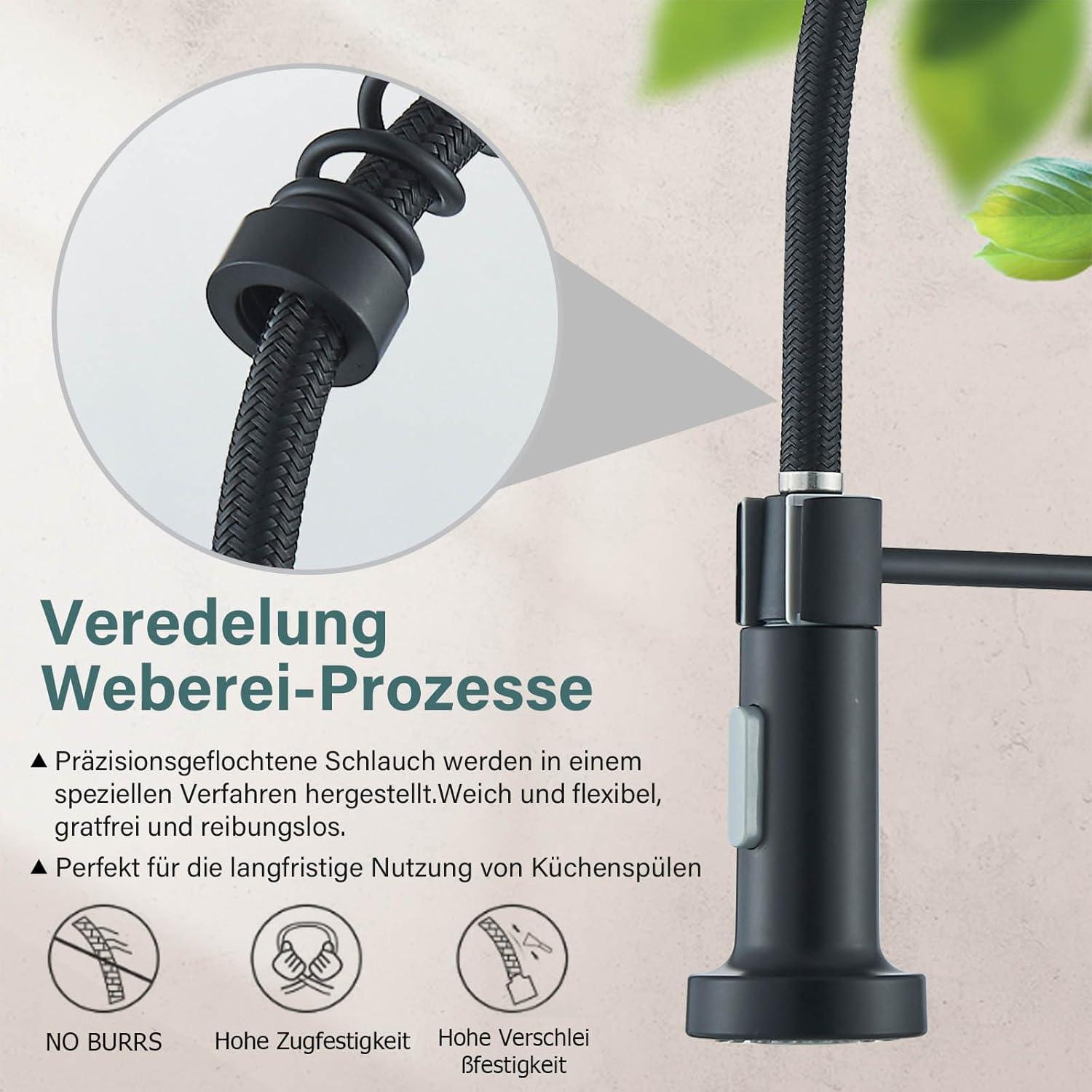 Wasserhahn Küche mit Brause ausziehbar, 360° Schwenkbar Einhebel
