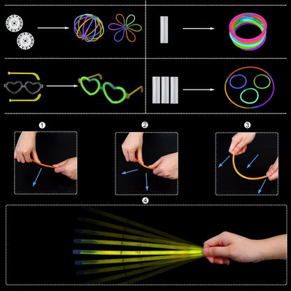 DERAYEE 30 Knicklichter Neon Leuchtstäbe Party Set mit Verbinder Leuchtbrillen