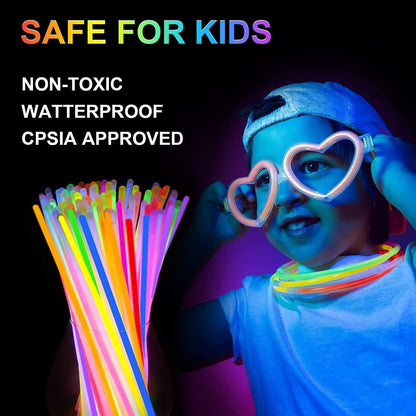 30er Neon Knicklichter Set mit Verbinder, Leuchtbrillen - Party Pack