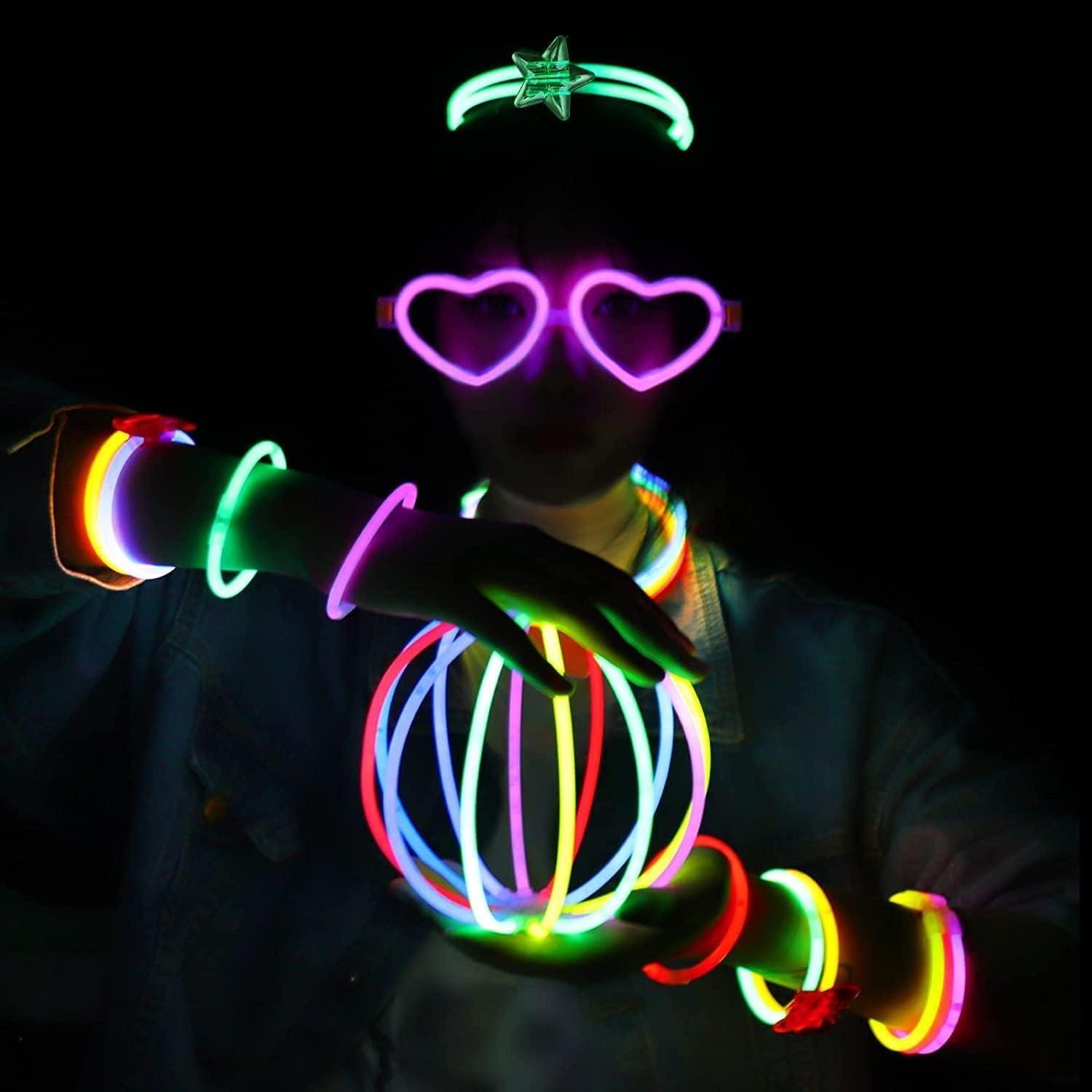 DERAYEE 30 Knicklichter Neon Leuchtstäbe Party Set mit Verbinder Leuchtbrillen