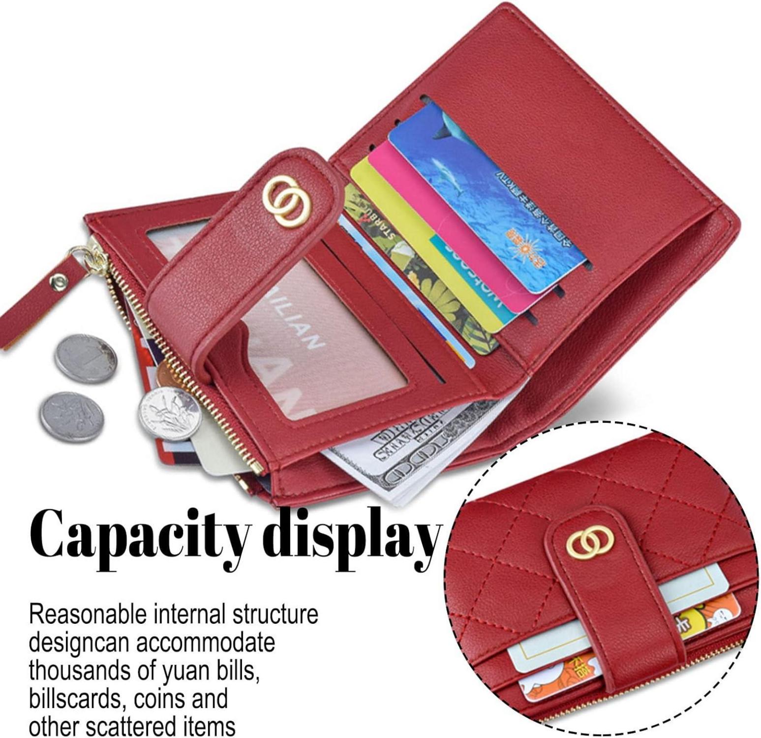 SUNAVY® Mini Geldbörse Damen Klein RFID Leder Rosa