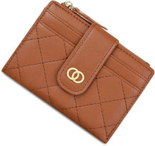 Damen Mini Geldbörse RFID Schutz Kleines Portemonnaie Leder Brown