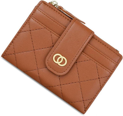 Damen Mini Geldbörse RFID Schutz Kleines Portemonnaie Leder Brown