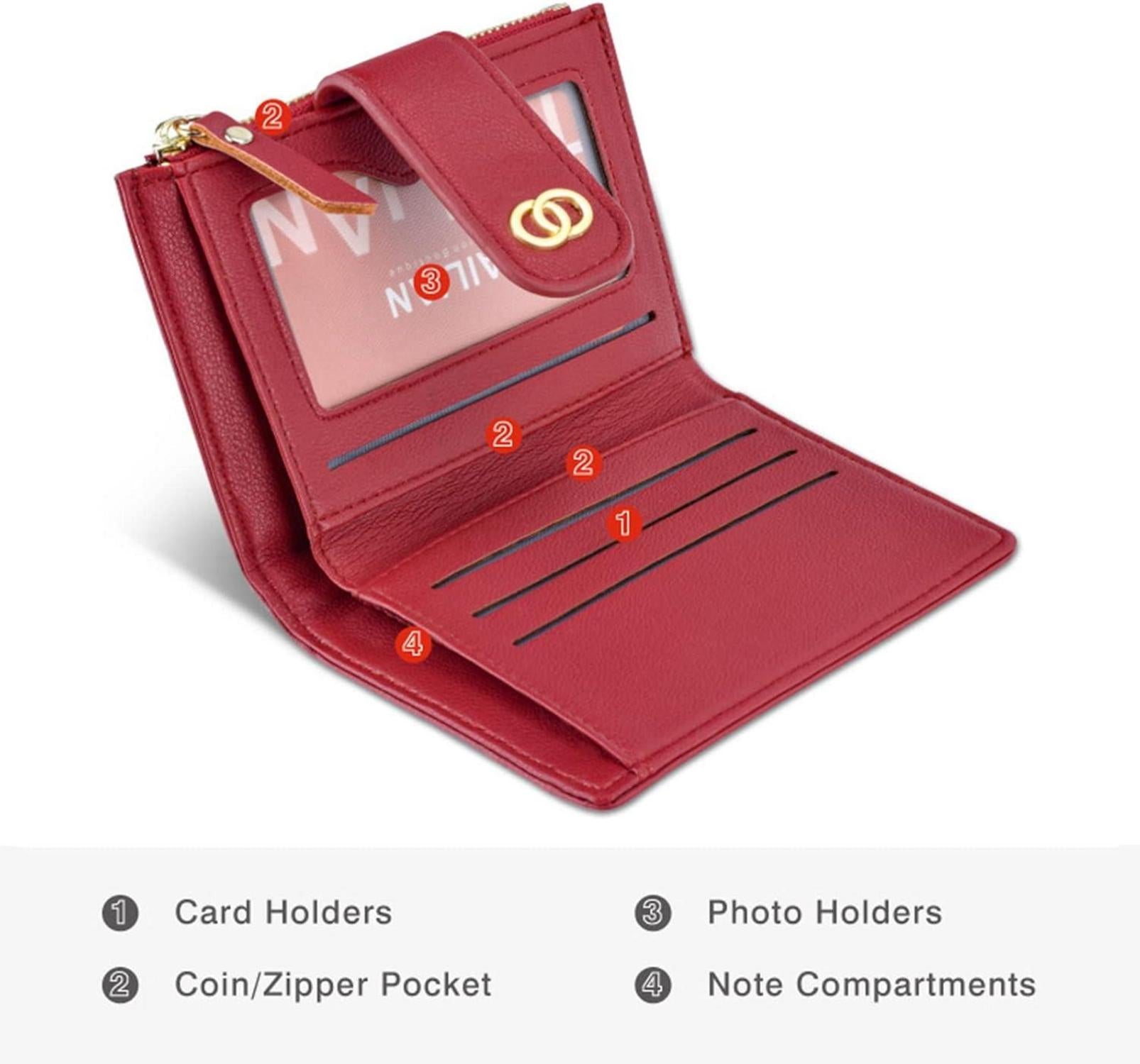 Kleines Damen RFID Portemonnaie mit 8 Kartenfächern und Münztasche