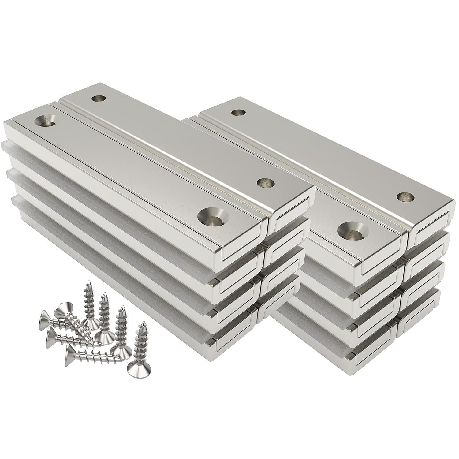 Rechteckmagnete 16 Stück 30 KG Kraft 60x13,5x5 mm mit Loch und