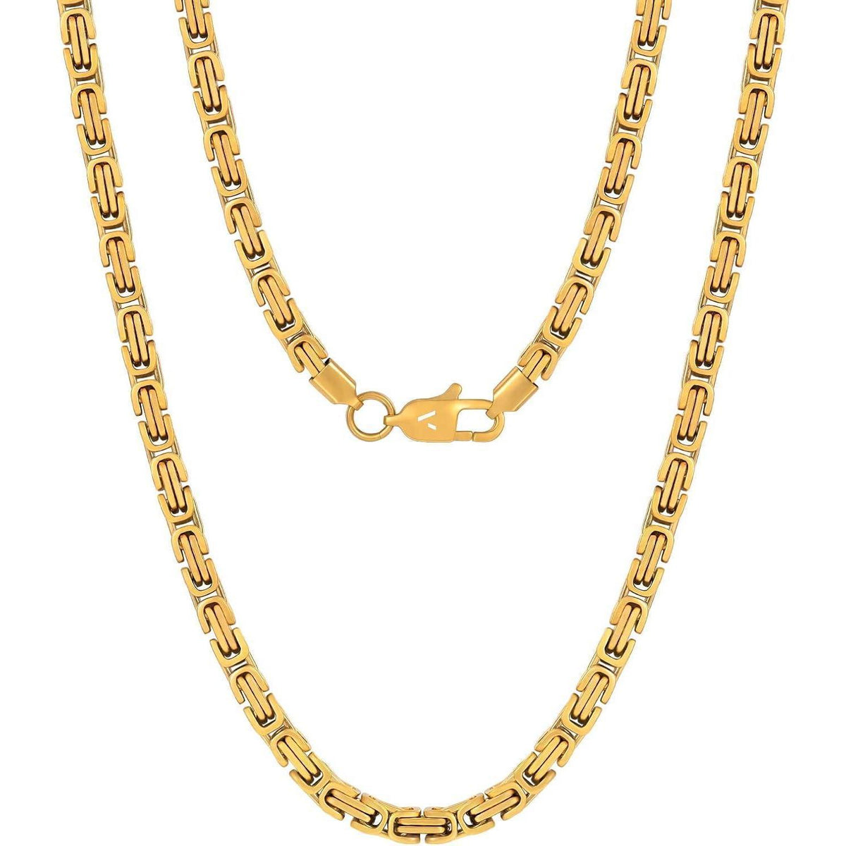 Königskette 4/6mm 18K Gold beschichtet Edelstahl, Herren Damen, 45-65cm